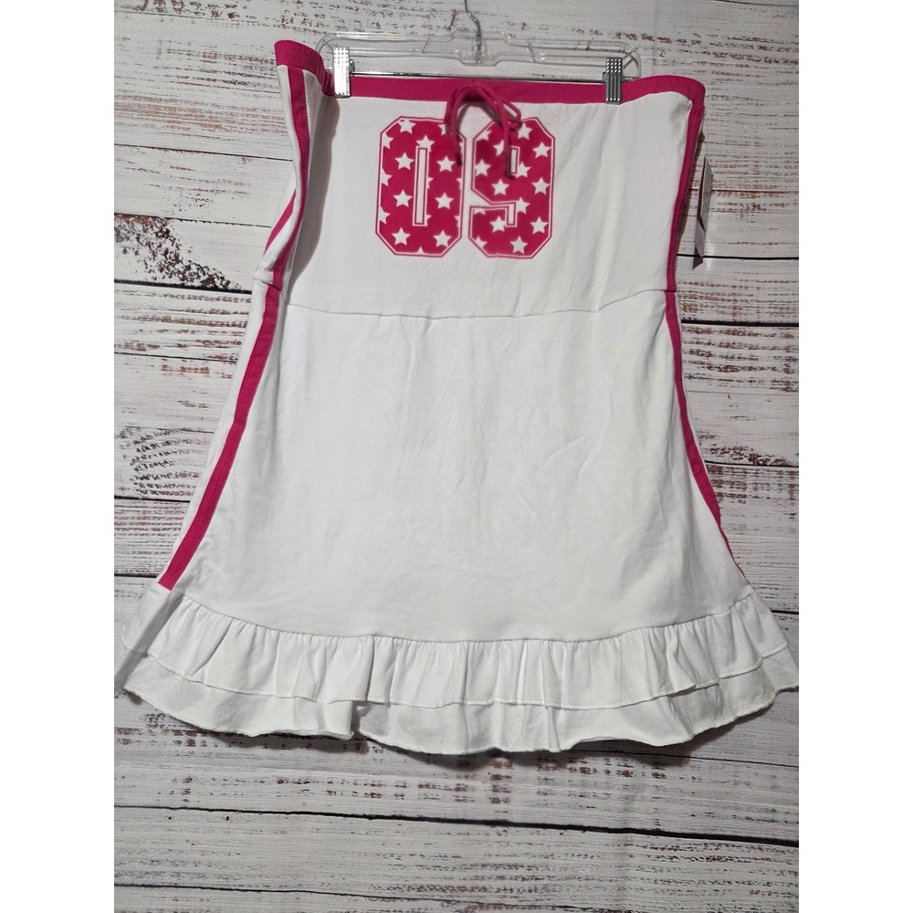Megan Moroney Clouds Tour White Pink 09 Ruffle Strapless Romper Dress XXL NEW